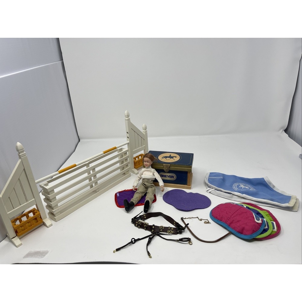 Breyer Accessory Lot Doll Tack Trunk Jump Champion Blanket Pads Surcingle